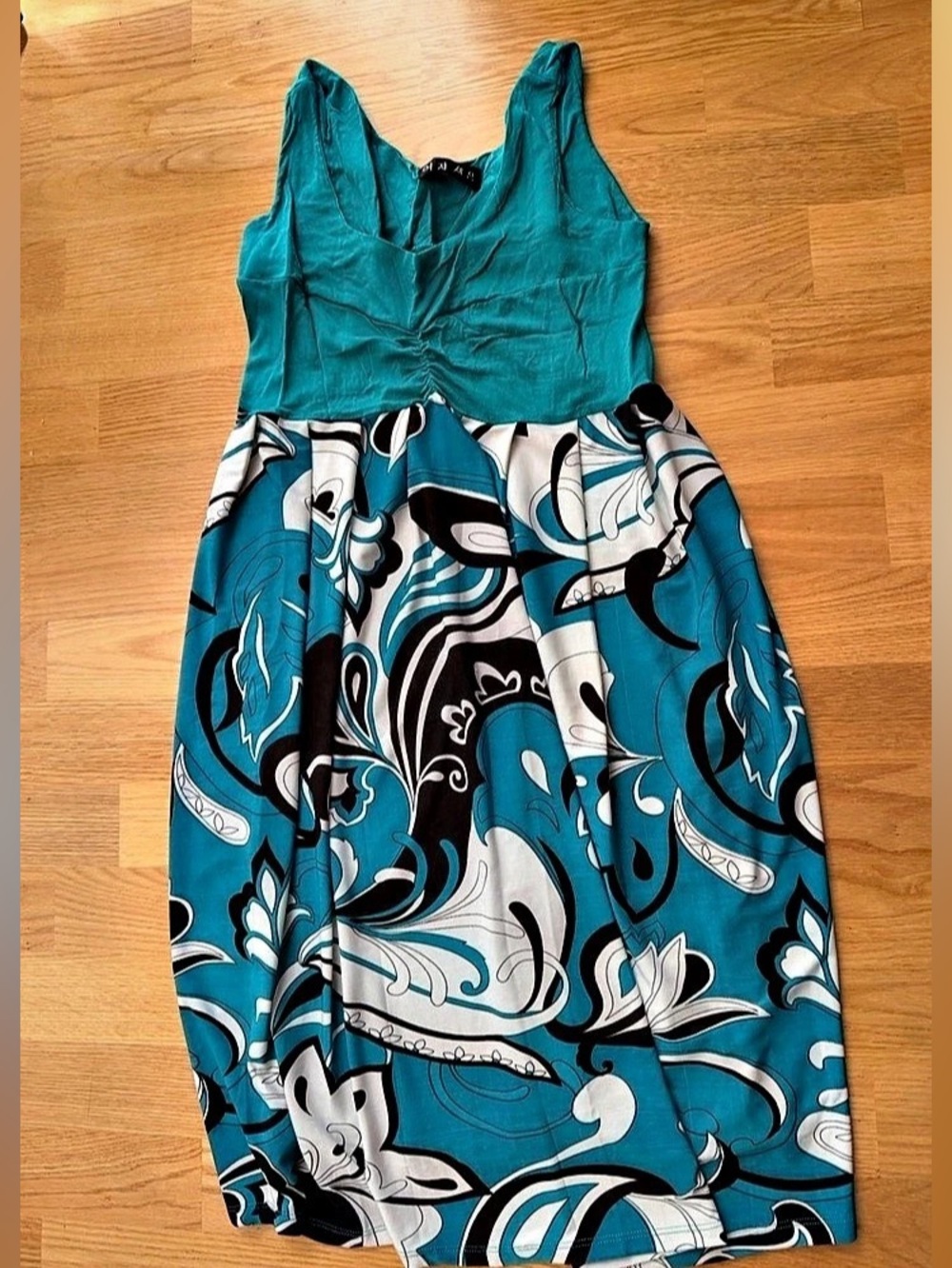 Abstract Maxi Dress in Blue & Black